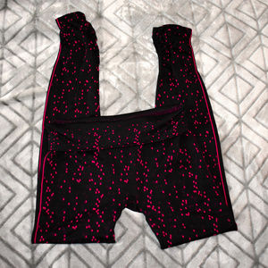 Tek Gear Black Leggings W/pink dots